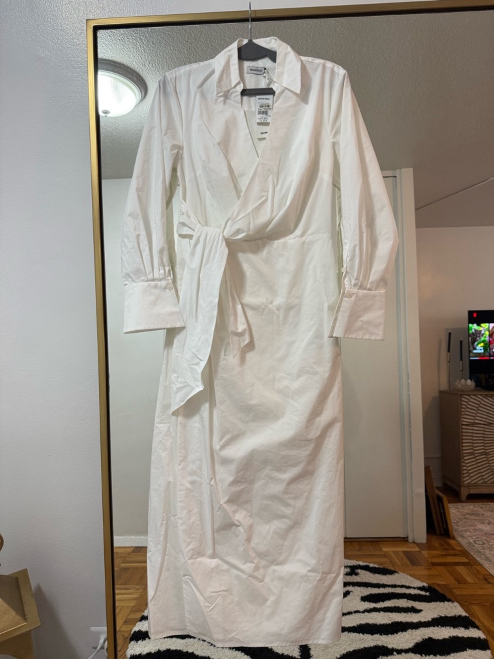 Jonathan Simkhai White Long Sleeve Maxi Wrap Dress